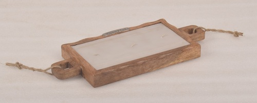 Wooden Rectangular Tray With Wax