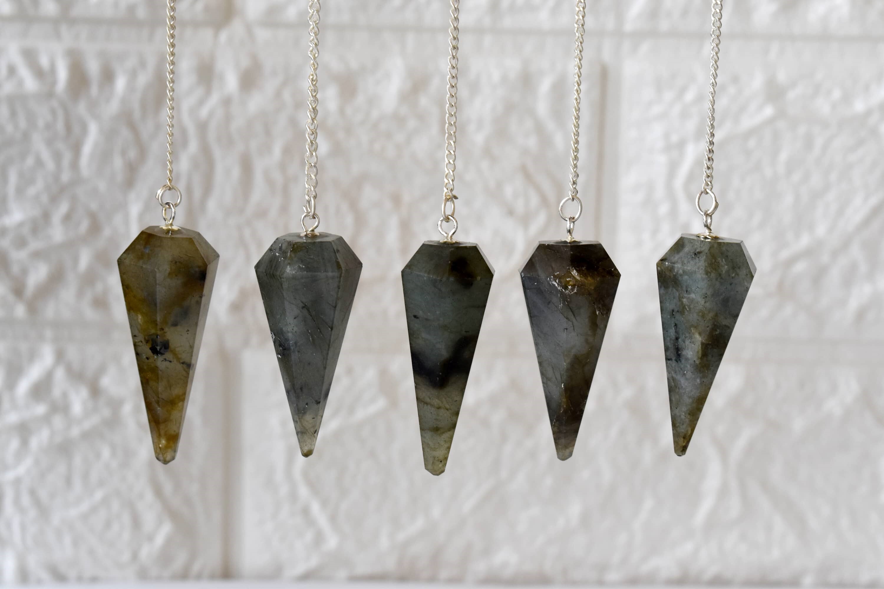 Labradorite Faceted Cone Reiki Pendulum, Crystal Healing Gemstone