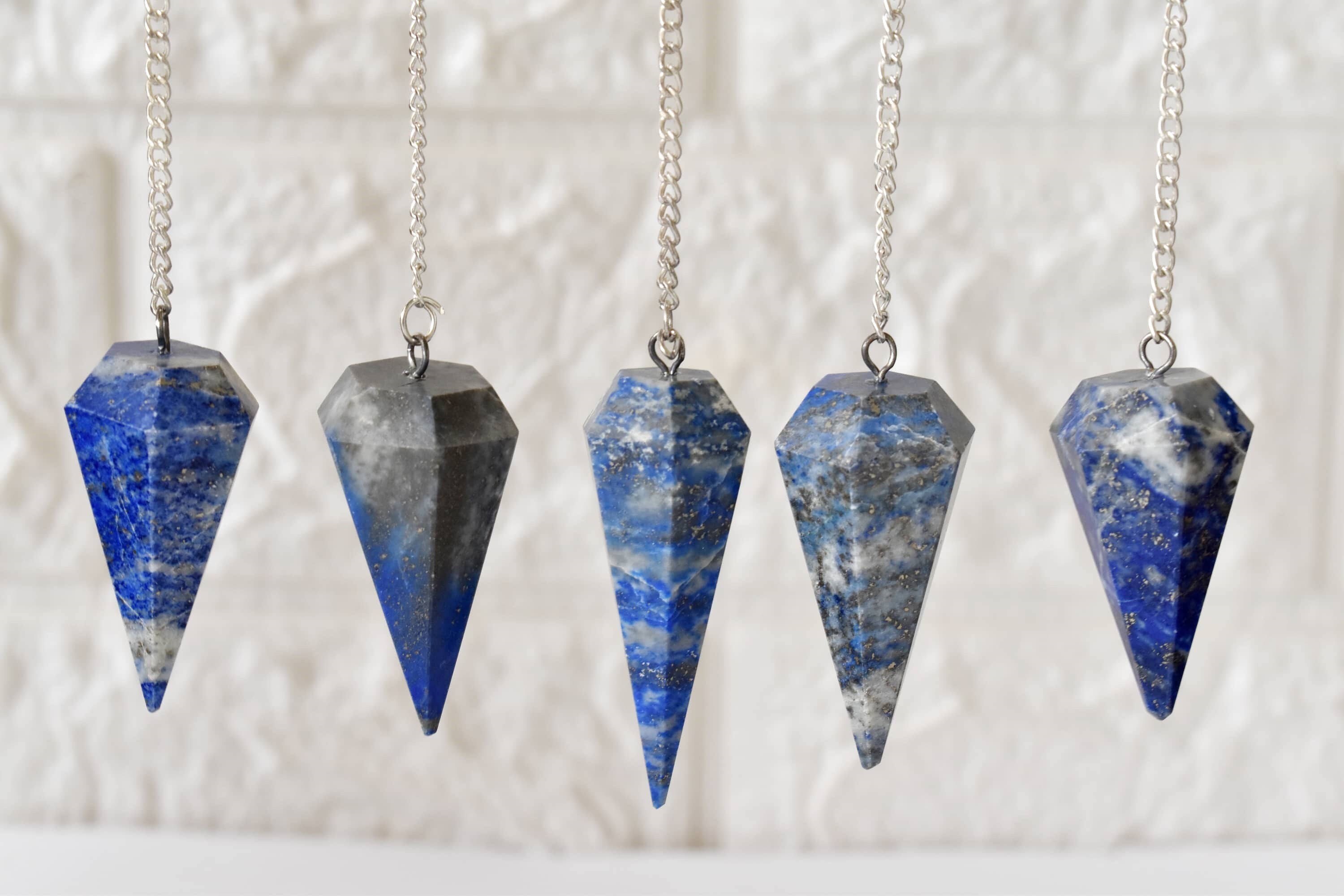 Lapis Lazuli Faceted Cone Reiki Pendulum, Crystal Healing Gemstone