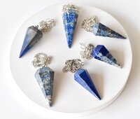 Lapis Lazuli Faceted Cone Reiki Pendulum, Crystal Healing Gemstone