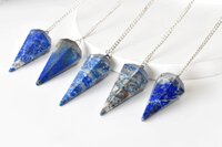 Lapis Lazuli Faceted Cone Reiki Pendulum, Crystal Healing Gemstone