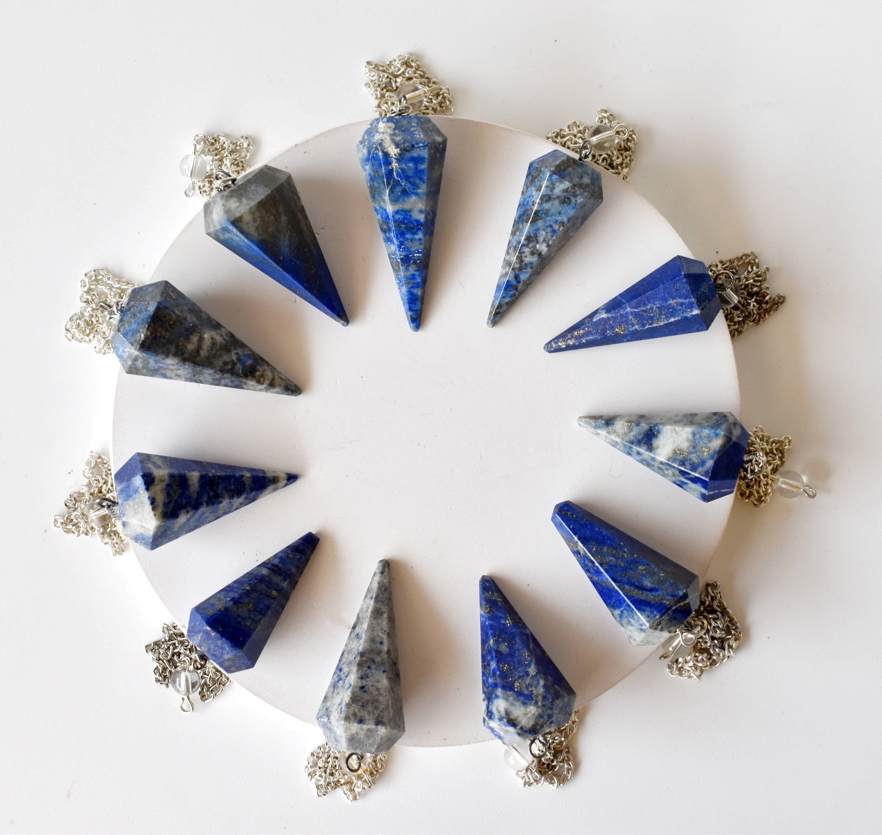 Lapis Lazuli Faceted Cone Reiki Pendulum, Crystal Healing Gemstone