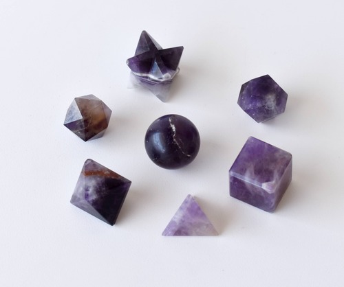 Amethyst Platonic Solids Sacred Geometric Stones Set