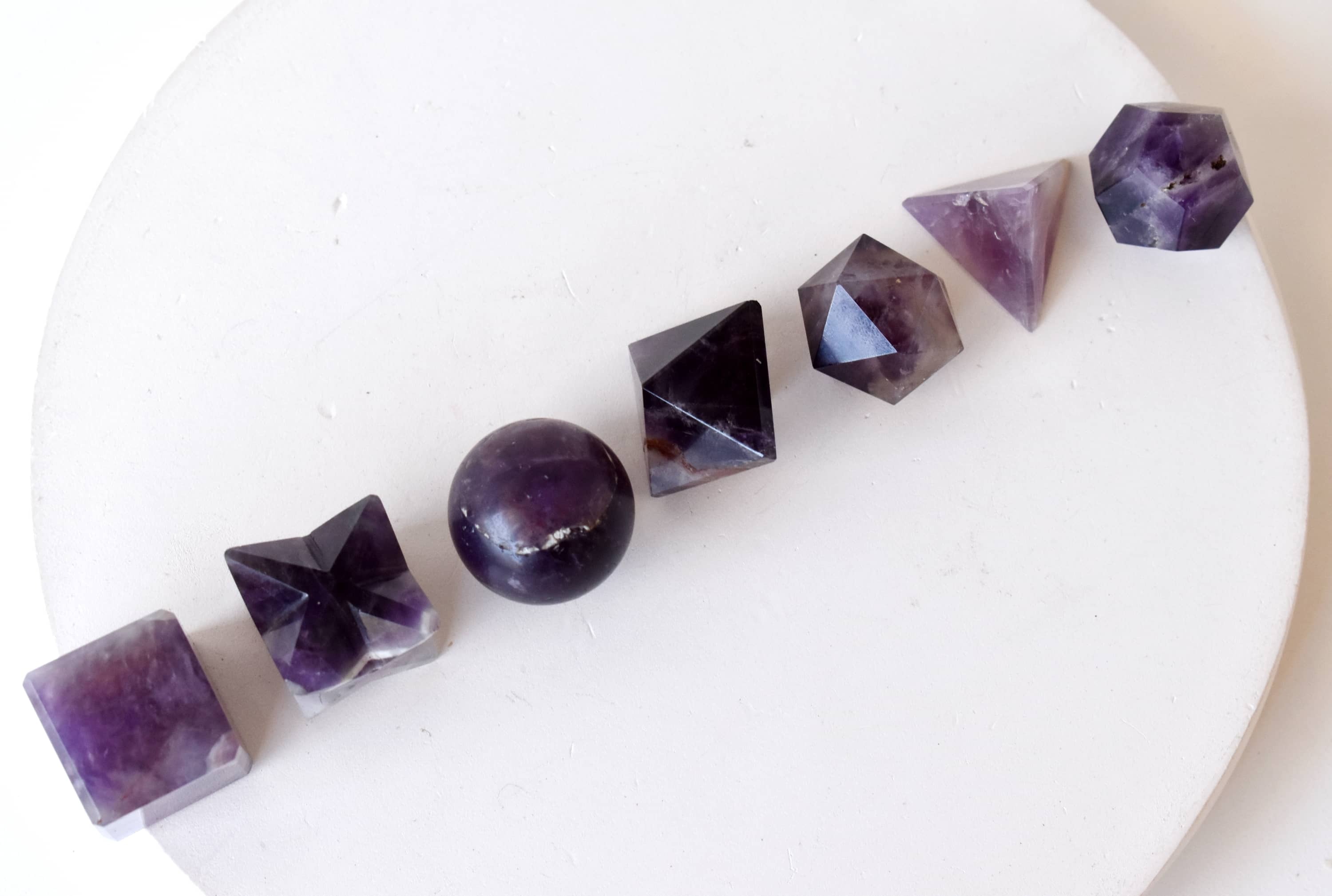 Amethyst Platonic Solids Sacred Geometric Stones Set