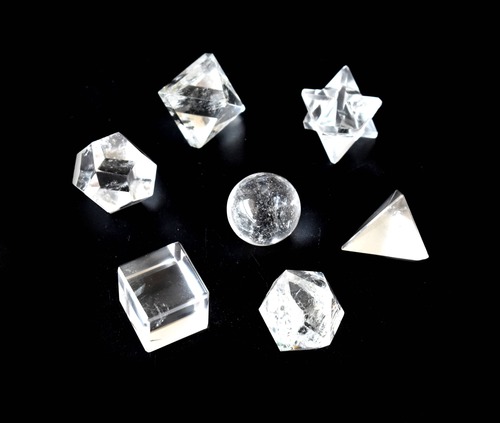 Crystal Quartz Platonic Solids Sacred Geometric Stones Set