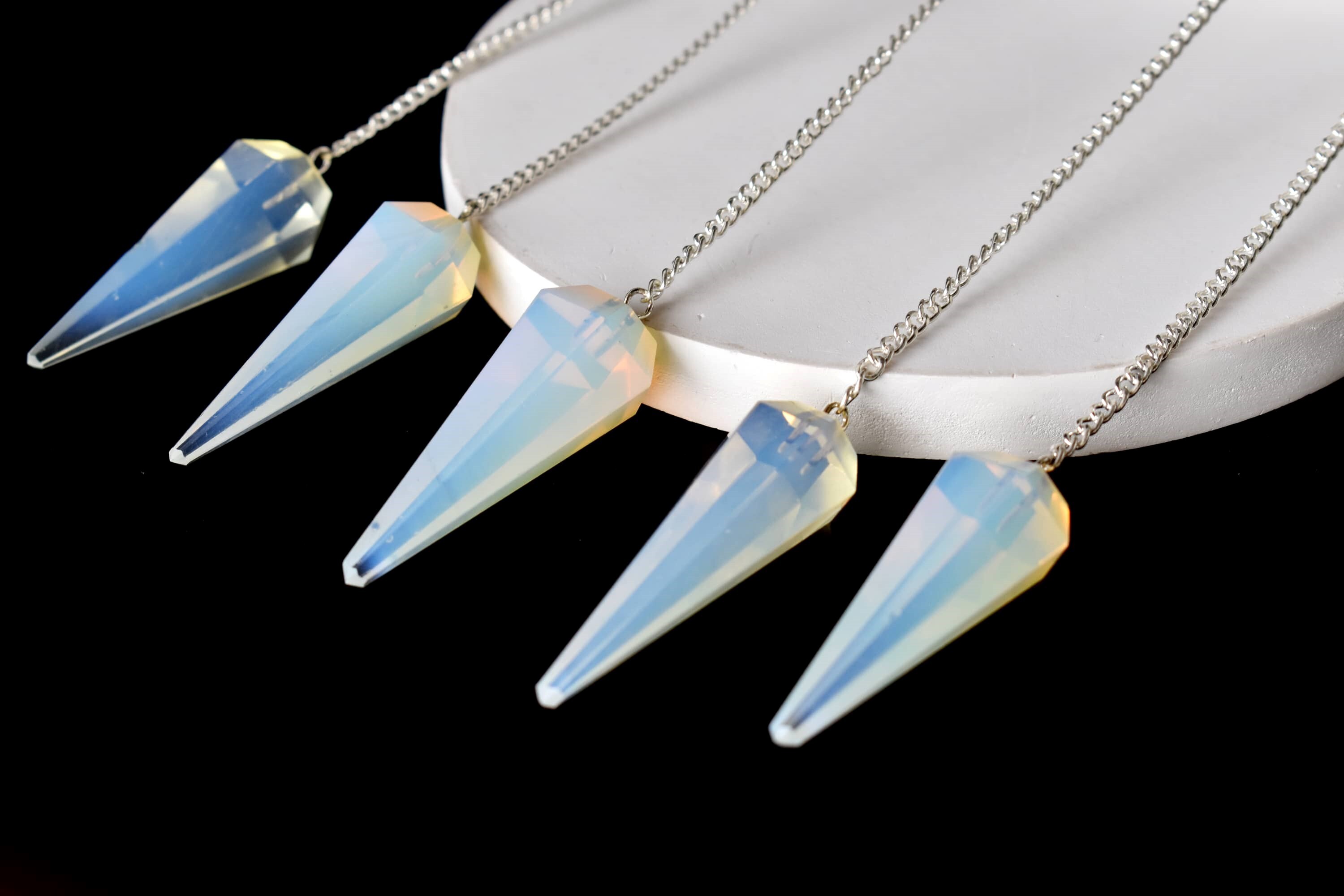 Opal  Faceted Cone Reiki Pendulum Crystal Healing Gemstone