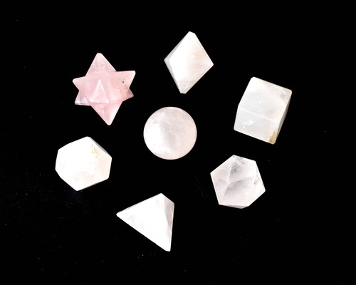 Rose Quartz Platonic Solids Sacred Geometric Stones Set