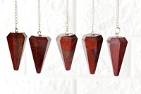 Red Jasper Faceted Cone Reiki Pendulum, Crystal Healing Gemstone