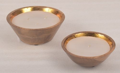 Wooden Round Polish Bowl With Wax