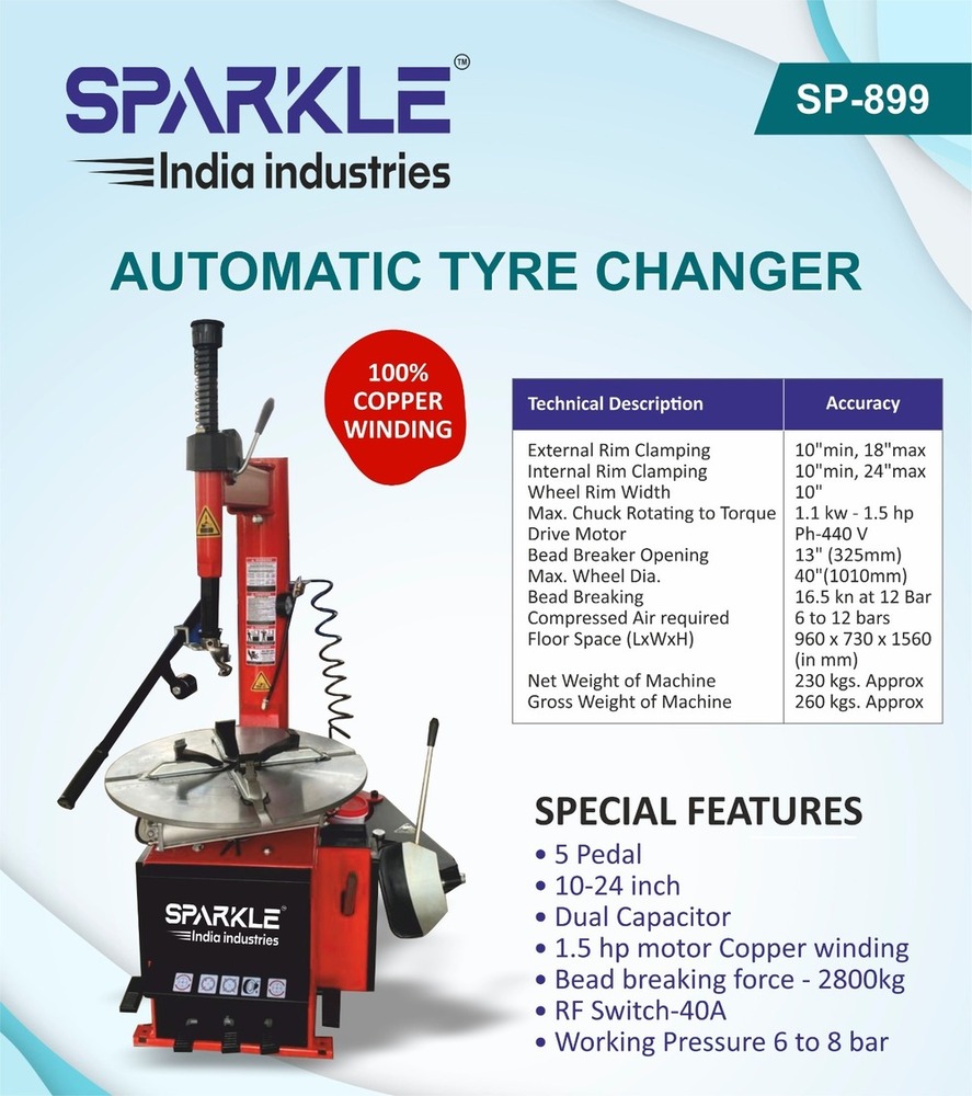 Semi-Automatic Tyre Changing Machine Warranty: 1 Year