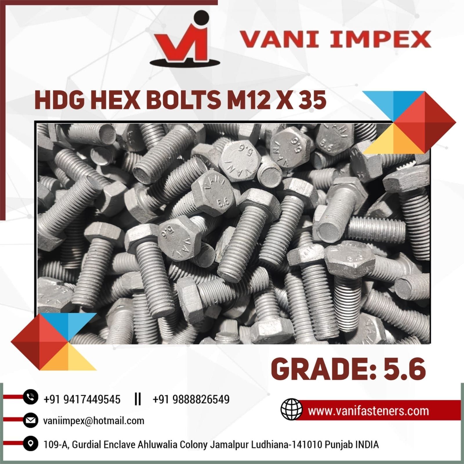 HDG 5.6 Hex Bolt M 12 x 35