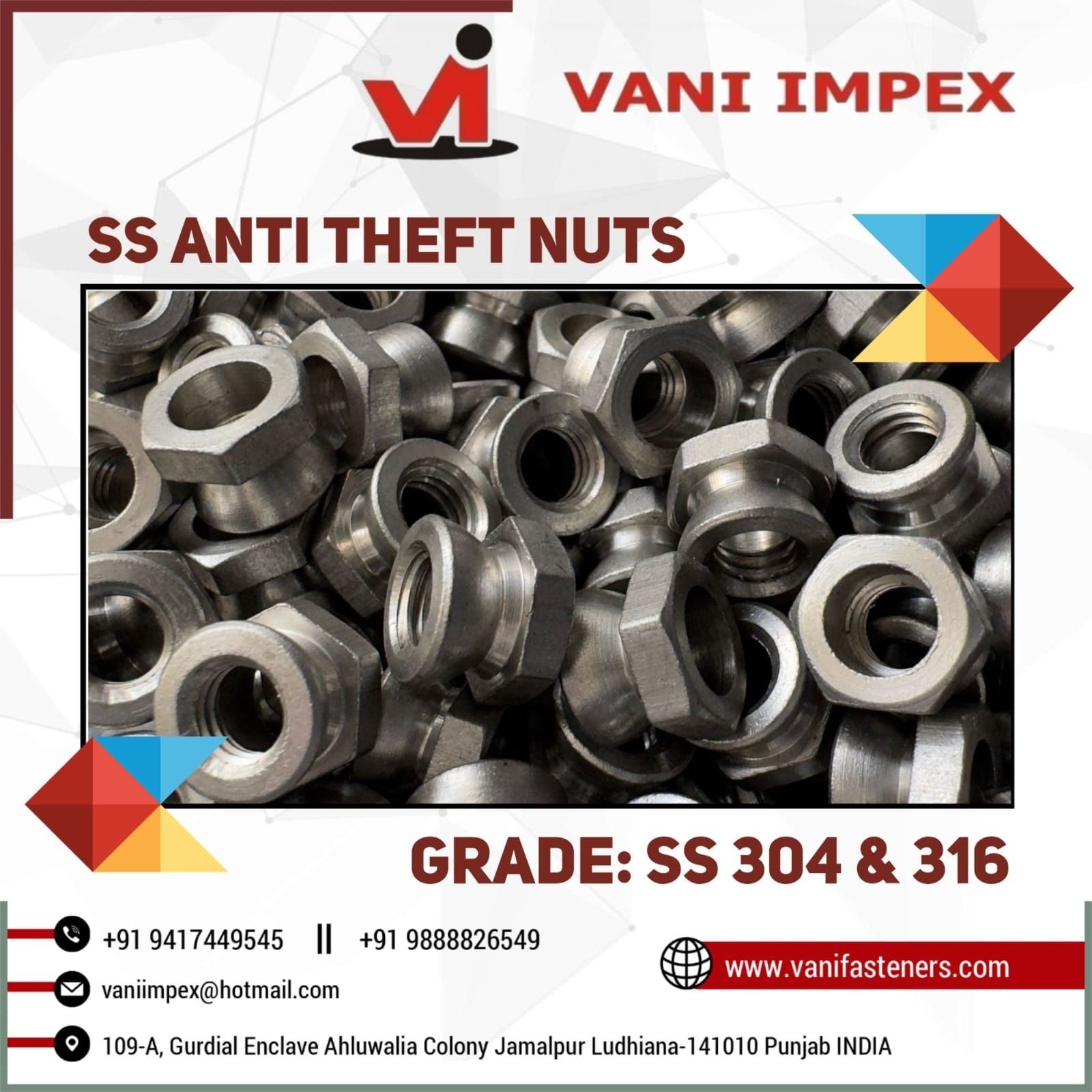 STAINLESS STEEL 304 ANTITHEFT NUT M12