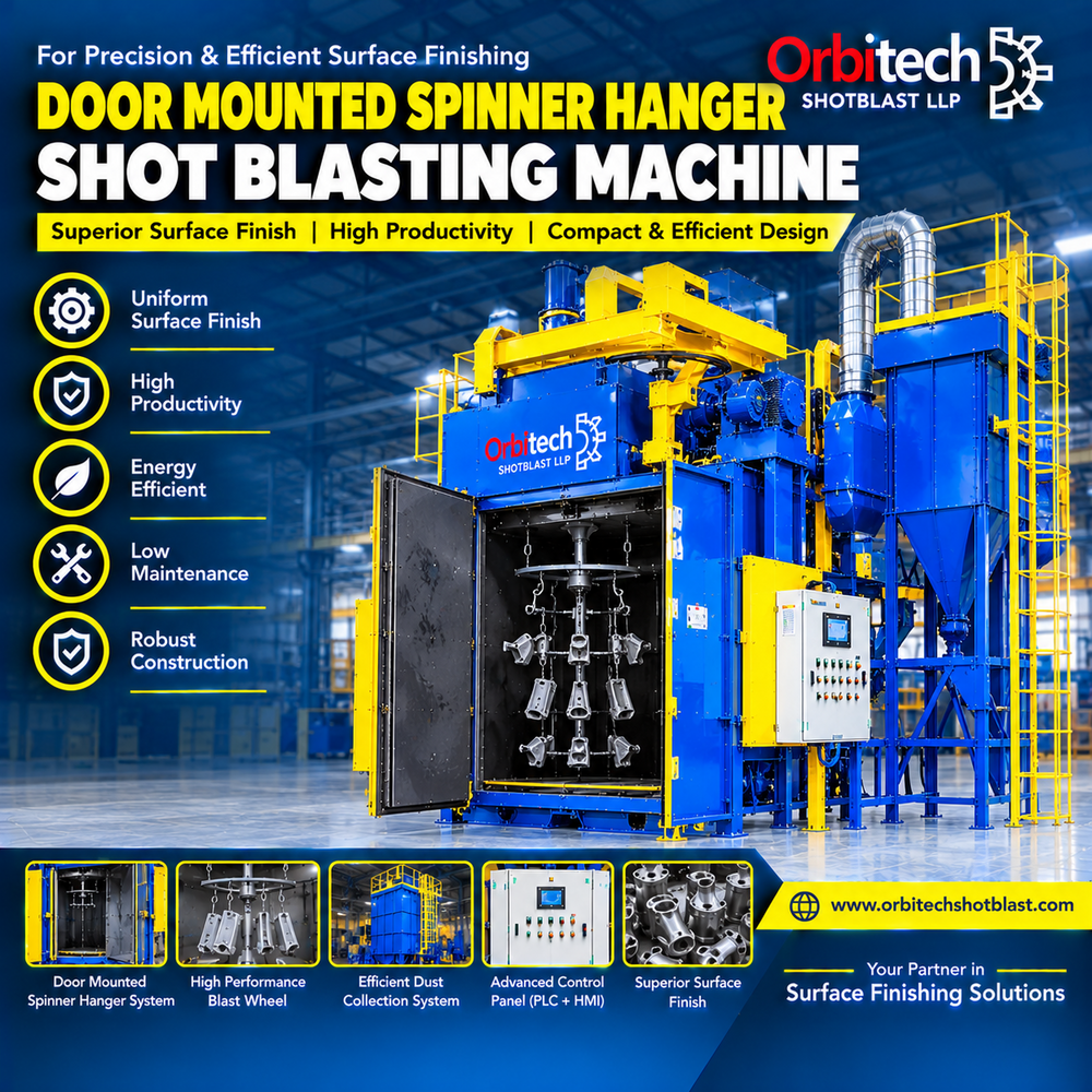 Door Mounted Spinner Hanger Shot Blasting Machine