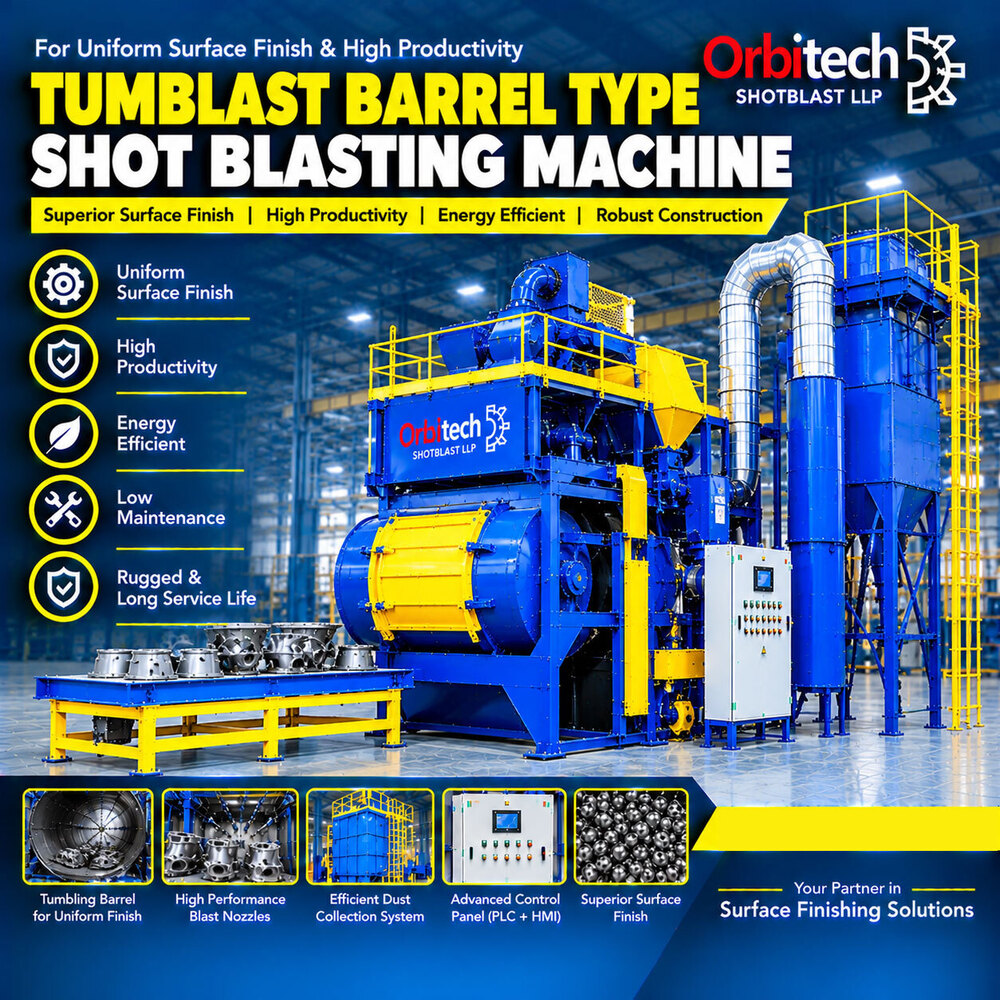 Tumblast Barrel Type Shot Blasting Machine - Color: Green