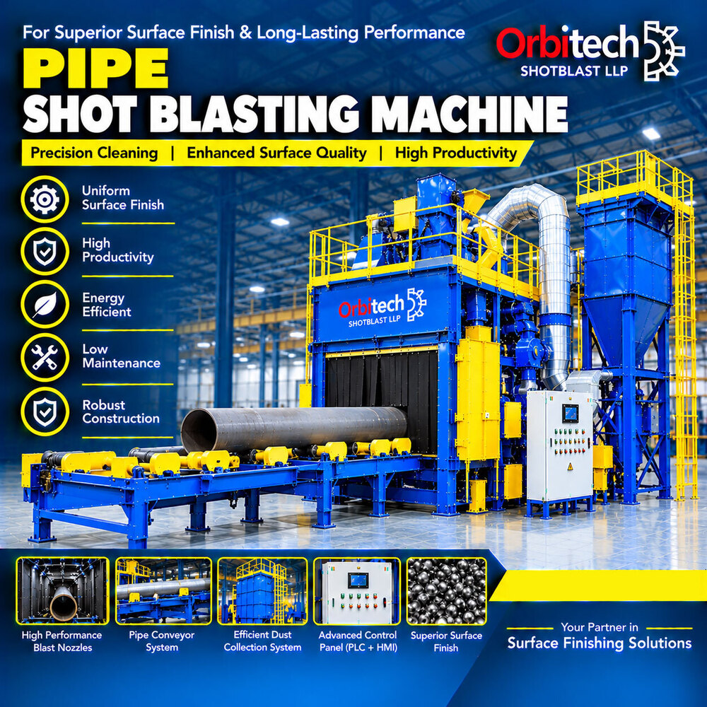 Pipe Shot Blasting Machine - Color: Silver