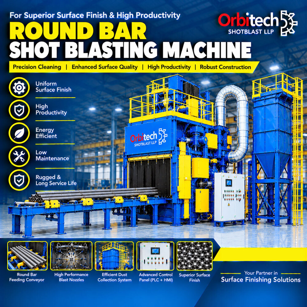 Round Bar Shot Blasting Machine - Color: Gray