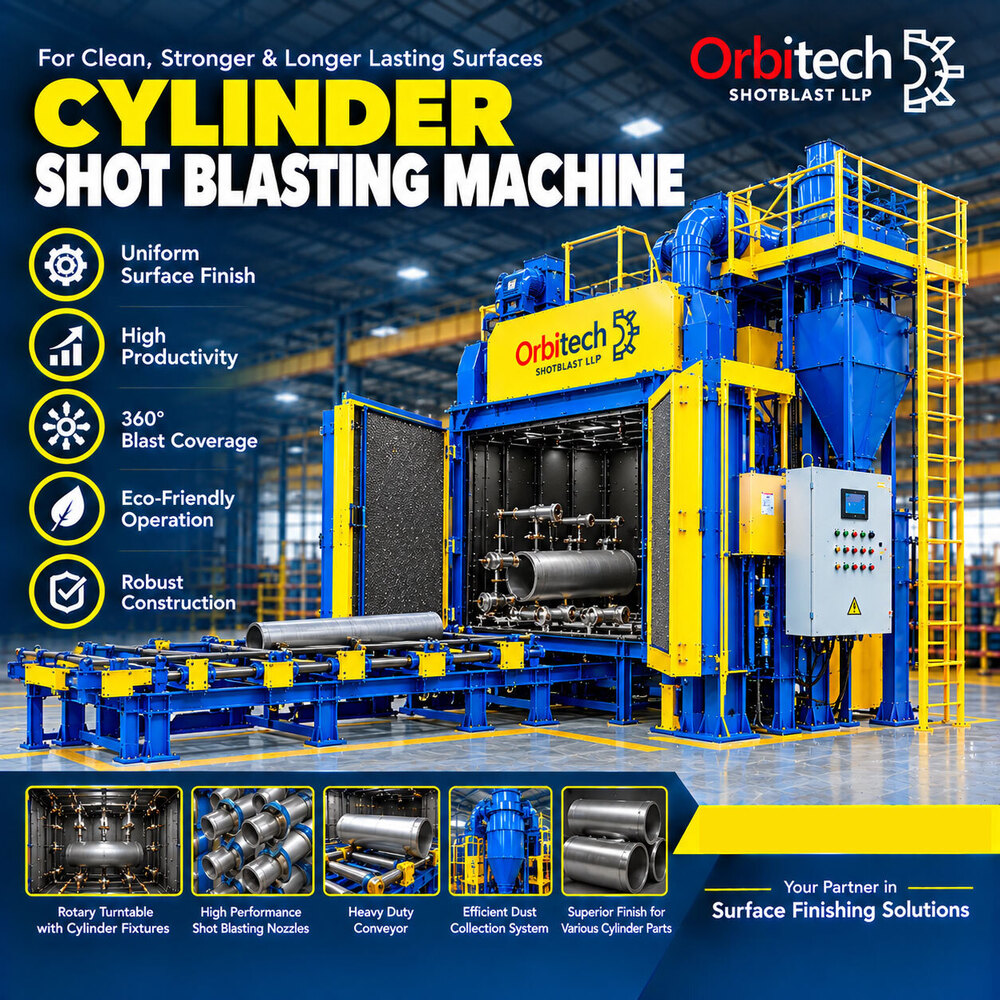 Cylinder Shot Blasting Machine - Color: Blue