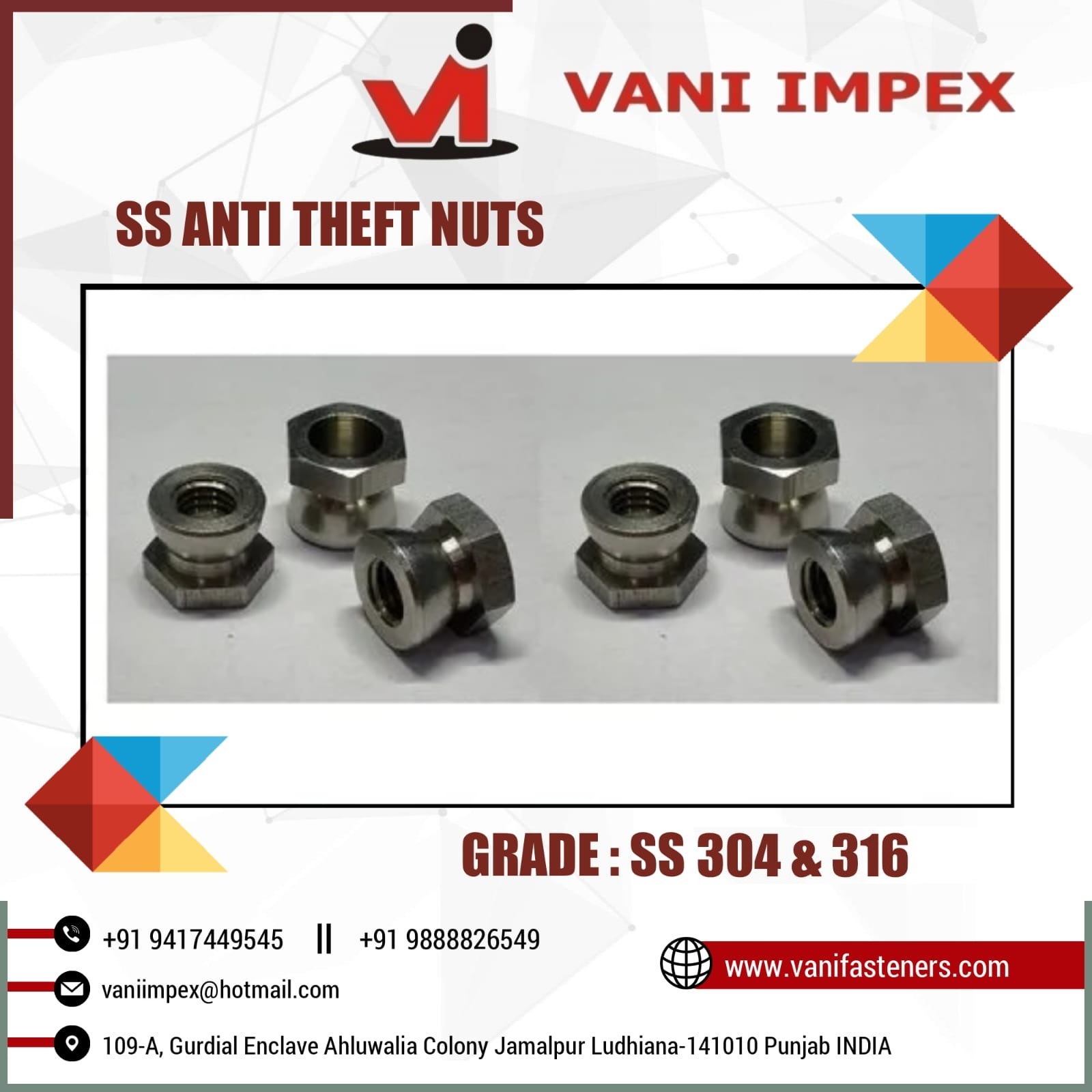 STAINLESS STEEL 304 ANTITHEFT NUT M8