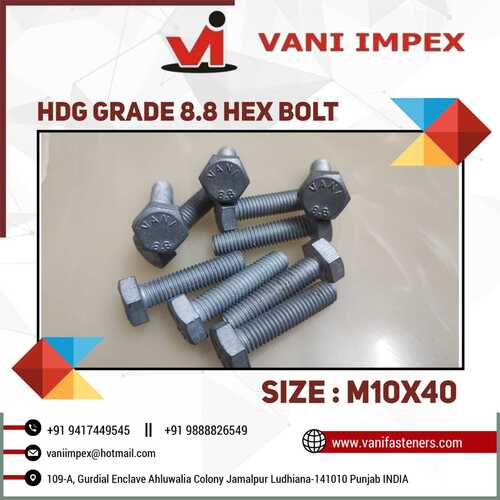 Hdg Hex Bolt GRADE 8.8 M 10 DIAMETER