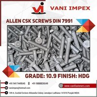 Galvanized Csk Allen Screw - Din 7991, Grade 10.9, Metric Series M2-m24, Length 3mm-120mm, Inch Series Bsw 1/4"-3/4", Length 3/8"-4"