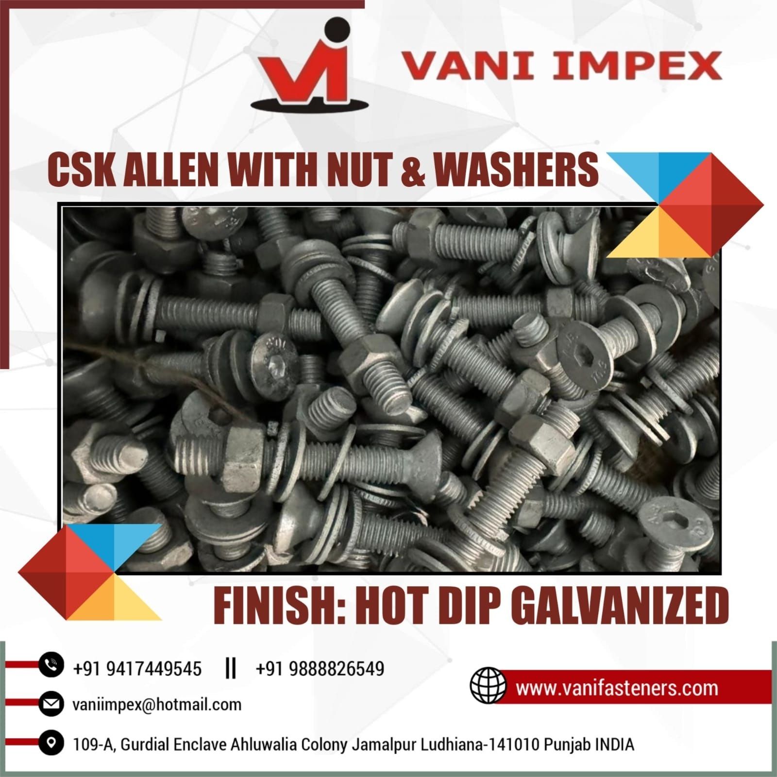 Galvanized CSK Allen Screw