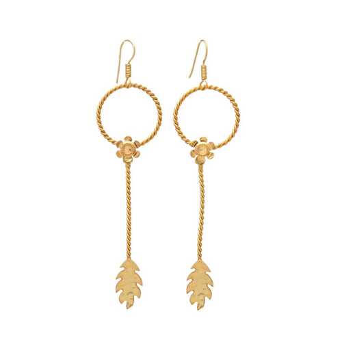 leaf drop gold plated earring set