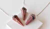 Rhodonite Faceted Cone Reiki Pendulum, Crystal Healing Gemstone