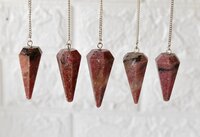 Rhodonite Faceted Cone Reiki Pendulum, Crystal Healing Gemstone