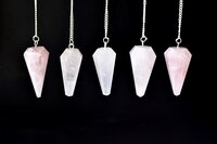 Rose Quartz Faceted Cone Reiki Pendulum, Crystal Healing Gemstone