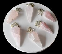 Rose Quartz Faceted Cone Reiki Pendulum, Crystal Healing Gemstone