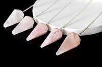 Rose Quartz Faceted Cone Reiki Pendulum, Crystal Healing Gemstone