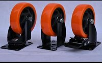Light Duty Polyurethane Caster Wheel - Stainless Steel, 3-5 Inches, Orange Black | Versatile Usage For Industrial Applications, Polished Finish