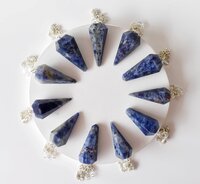 Sodalite Faceted Cone Reiki Pendulum, Crystal Healing Gemstone