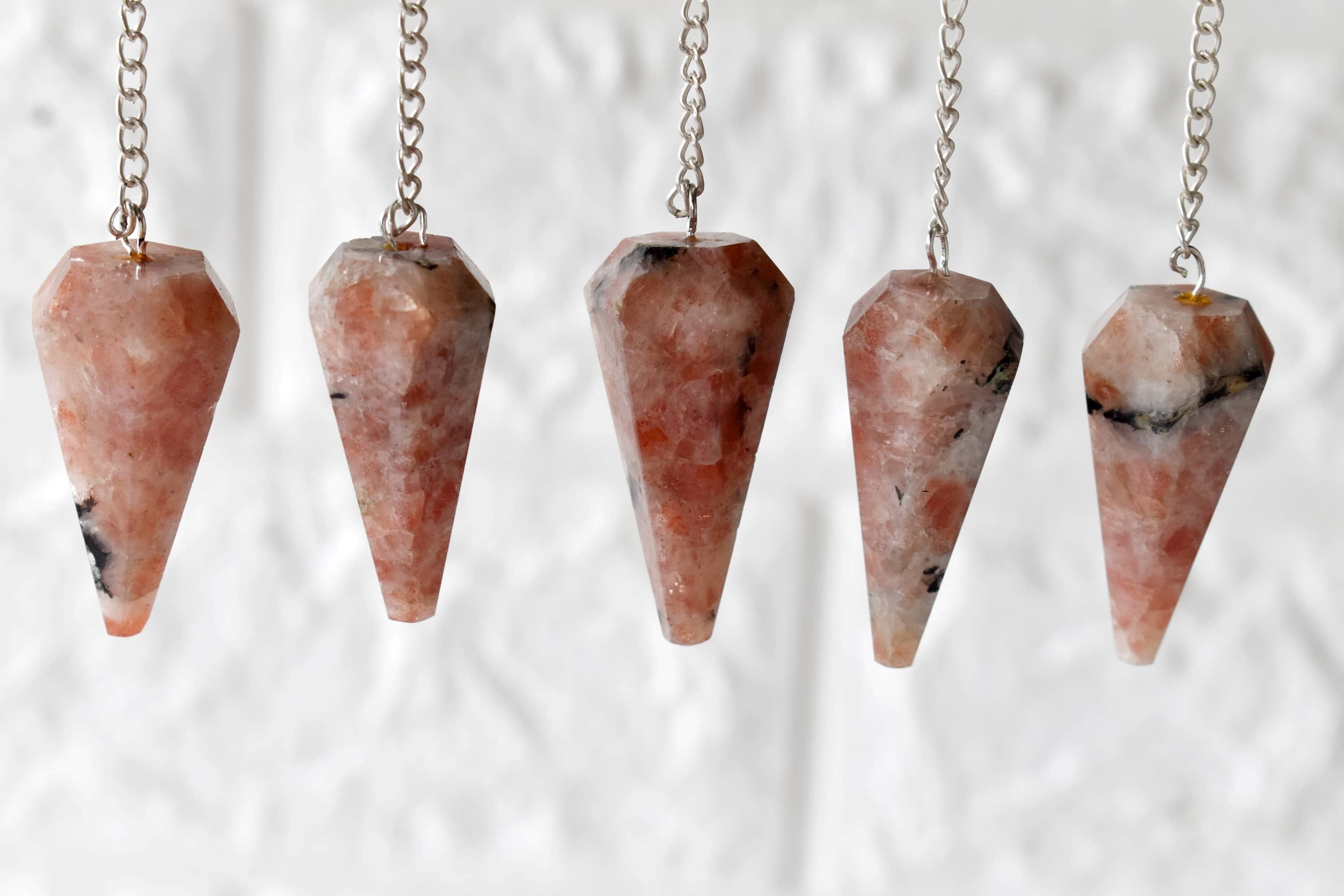 Sunstone Faceted Cone Reiki Pendulum, Crystal Healing Gemstone