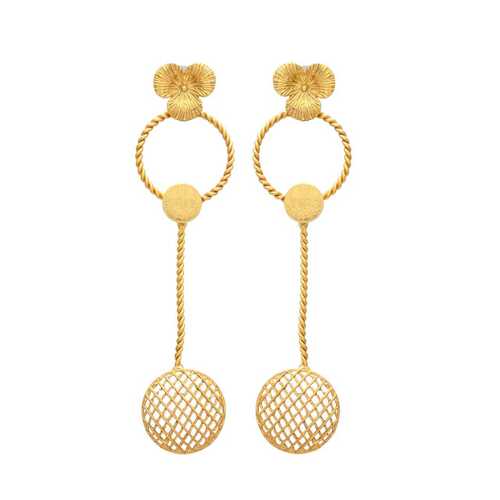 Woman long gold plated earring set