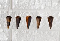 Tiger Eye Faceted Cone Reiki Pendulum, Crystal Healing Gemstone