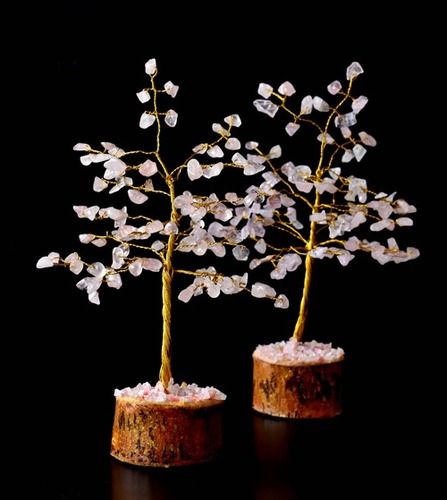 100 Chips Rose Quartz Crystal Tree, Tree Of Life Bonsai, Crystal Healing