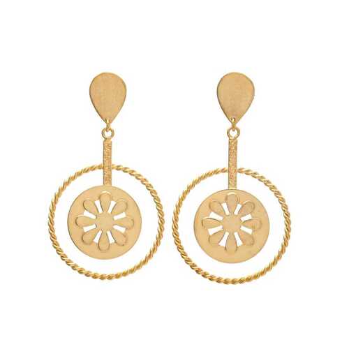 Gold Plated wheel drop Earrings