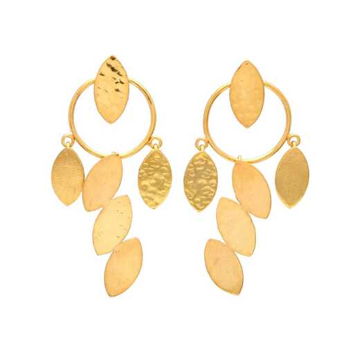 Gold Plated drop leaf Earring set