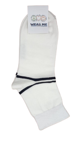 WHITE AND BLACK STRIPE CALF SOCKS