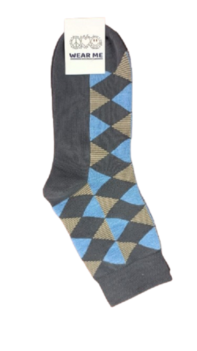 SKY BLUE AND GREY CALF SOCKS