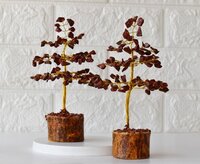 100 Chips Red Jasper Crystal Tree Of Life Bonsai - Size 6" | Natural Gemstone, Brown Color, Aaa Grade, Adjustable Wire Branches And Leaves