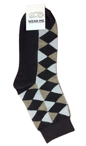 BLACK AND GREY CALF SOCKS