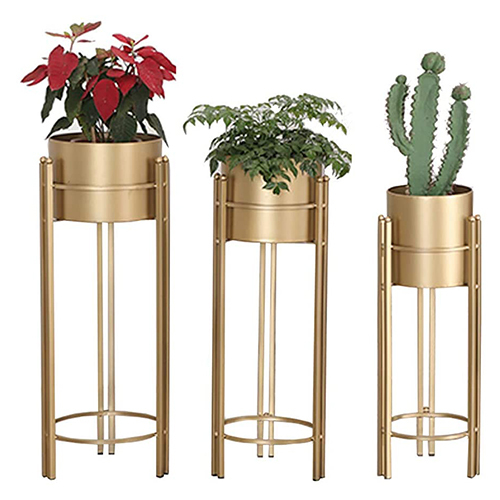 Golden Metal Planter Set