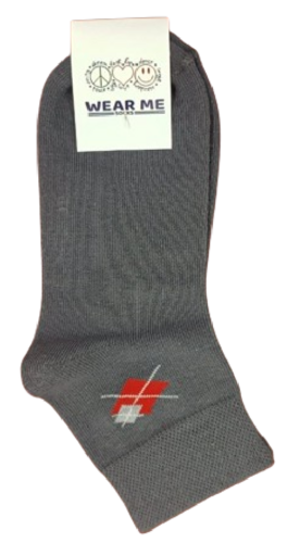 GREY WITH RED CROSS ANKLE SOCKS