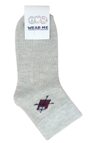 GREY WITH RED CROSS DESIGN ANKLE SOCKS