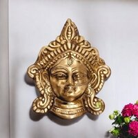 Aakrati - Brass Made Wall Hanging Durga Ji Statue - Color: Yellow