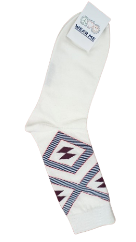 WHITE DIAMOND DESIGN CALF SOCKS