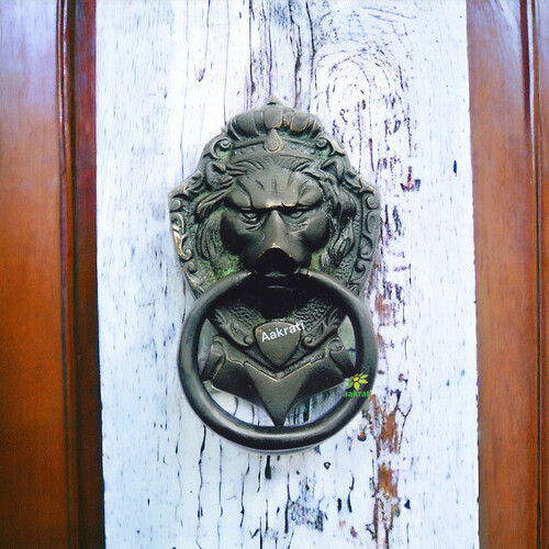 Aakrati Brassware Door Knocker of Lion Face - Meta Antique Finish Door Hardware Fitting Great Knocker for All Door - Unique idea for Gift