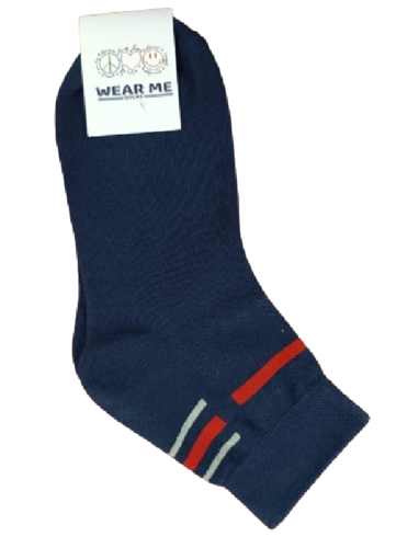 NAVY WITH RED DESIGN ANKLE SOCKS